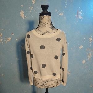 Pink Rose Cream and Gray Polka Dot Sweater‎